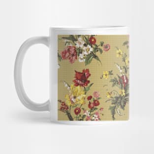 Floral Cross Stitch Texture Mug